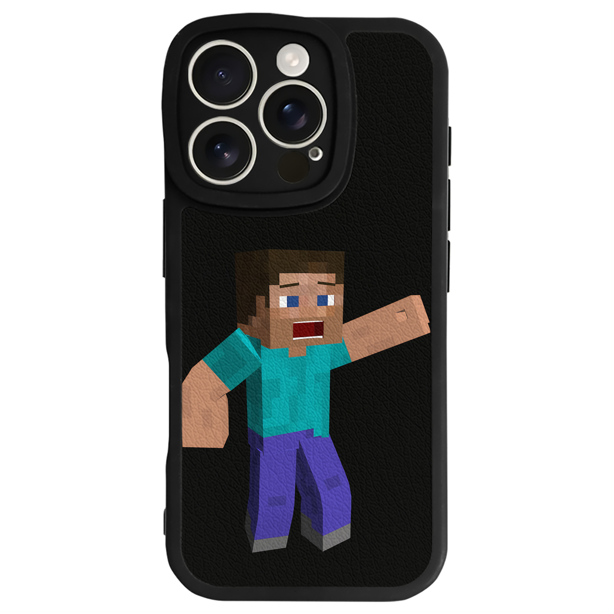 （画像用） マインクラフト ブロックの世界 Minecraft MC Block world 【iPhone 16シリーズ対応】シリコンスマホケース（レザー調） 材質：シリコン
